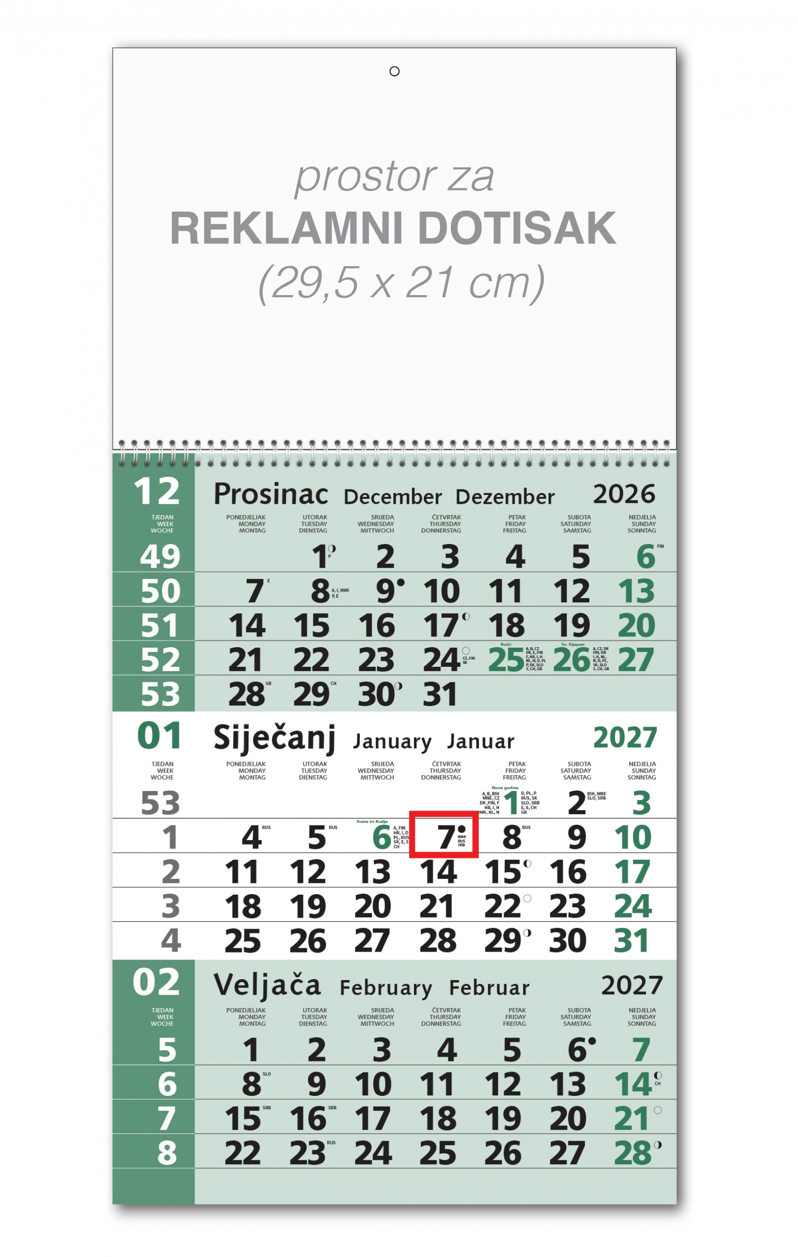 trodjelni zeleni